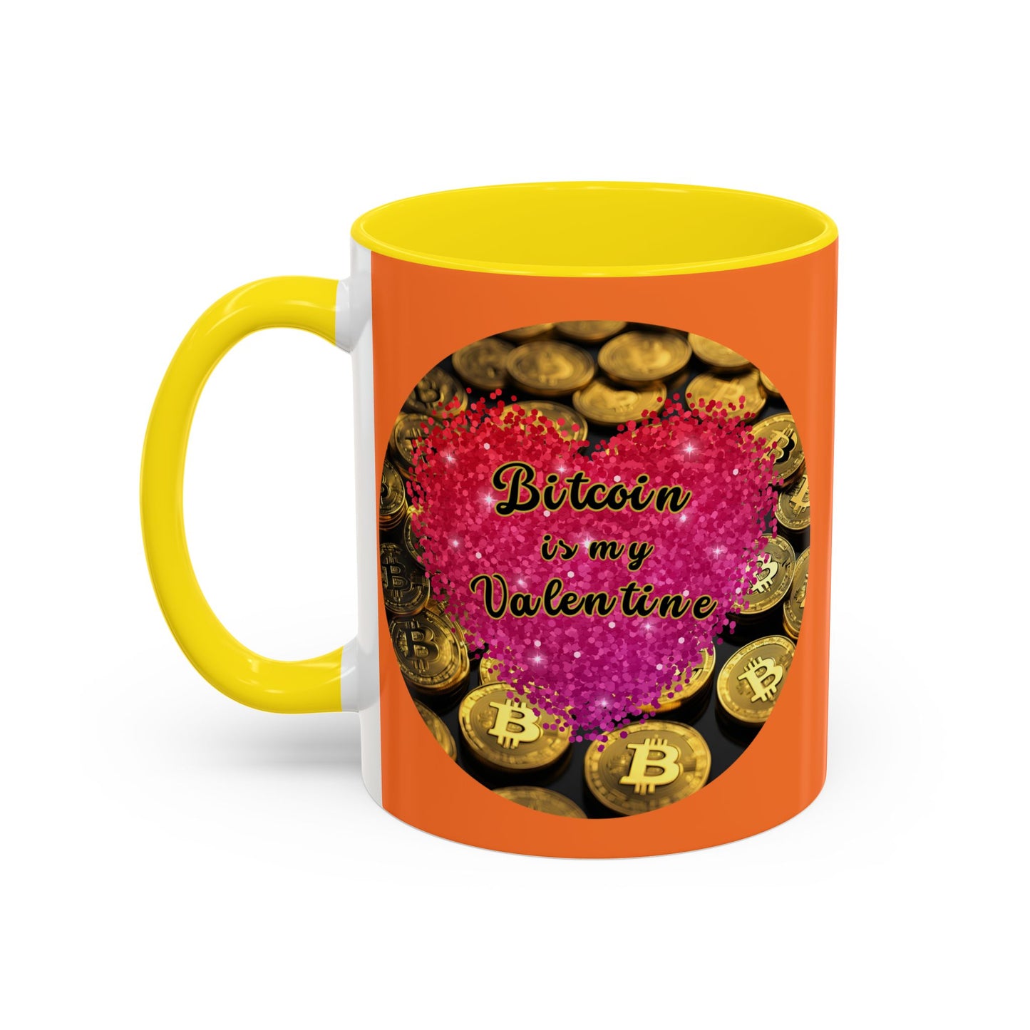 Bitcoin is My Valentine Orange Accent Mug by cypherpunkgear.com