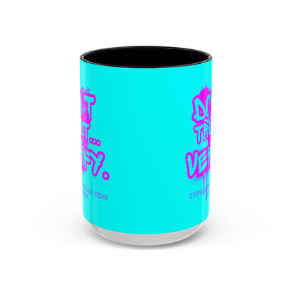 Don't Trust...Verify. Cyan Accent Mug by cypherpunkgear.com