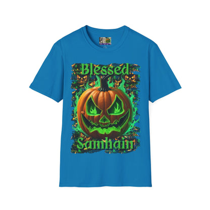 Blessed Samhain Green Jack Dark colors Unisex T-Shirt by CreepyCrafts.boo