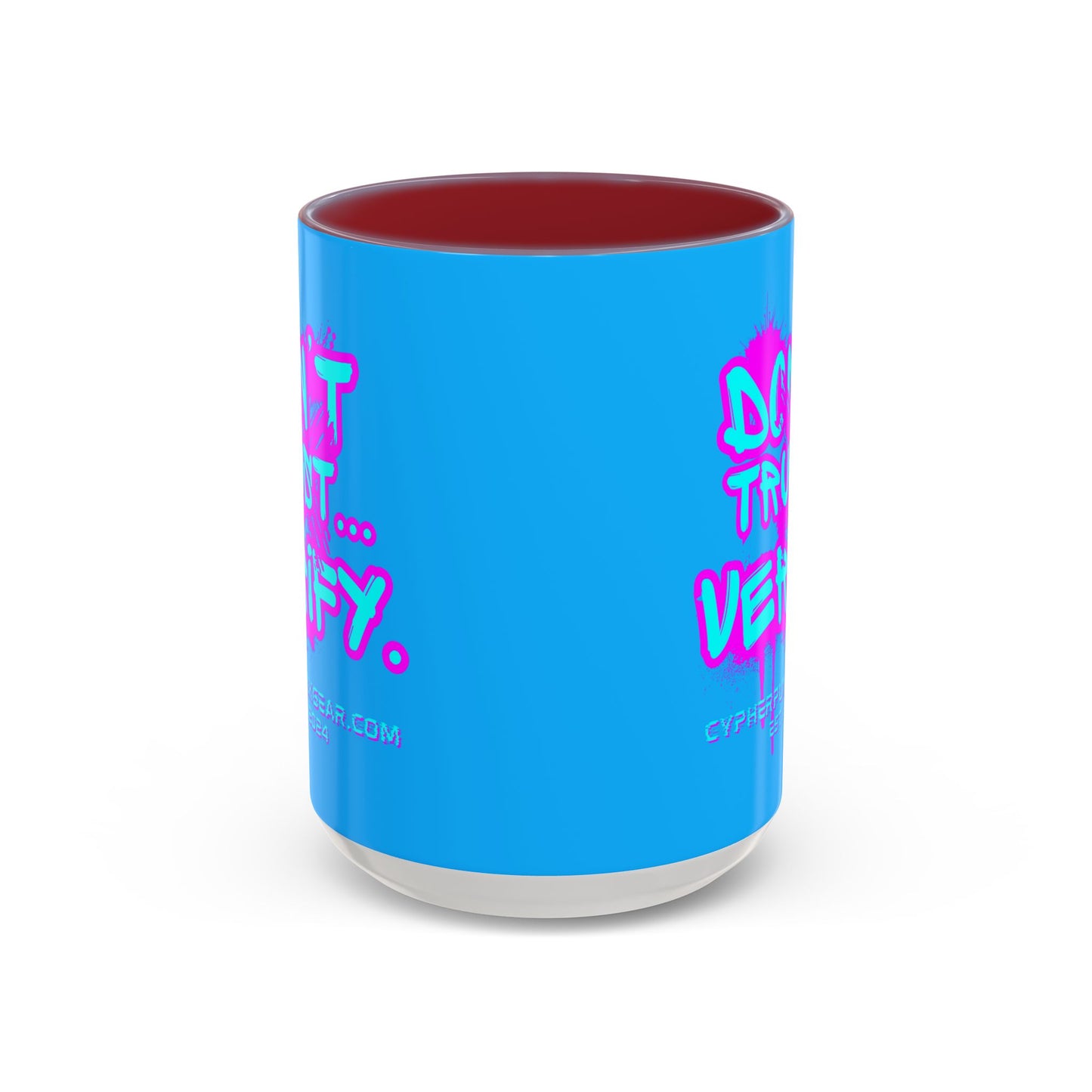 Don't Trust...Verify. Light Blue Accent Mug by cypherpunkgear.com