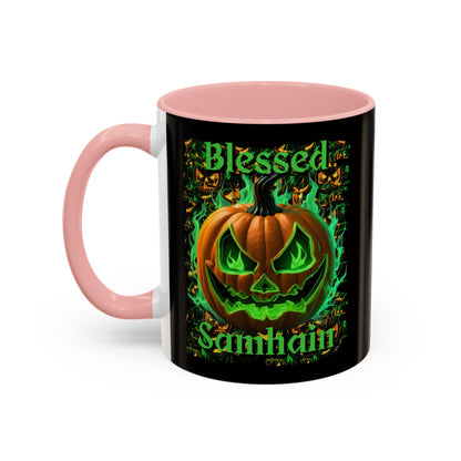 Blessed Samhain Green Jack Black Accent Mug by CreepyCrafts.boo