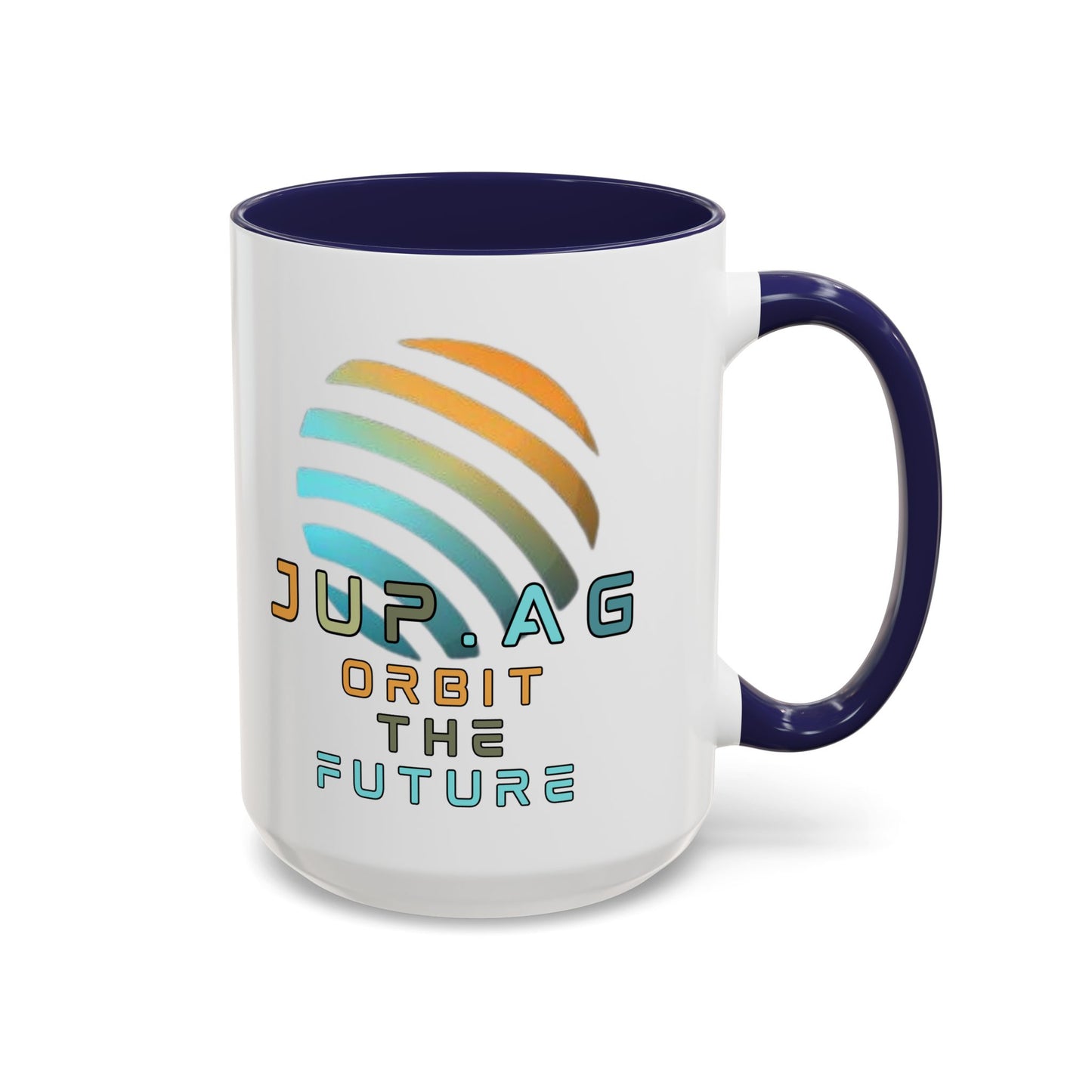 Jupiter (JUP) Orbit the Future White Accent Mug by cypherpunkgear.com