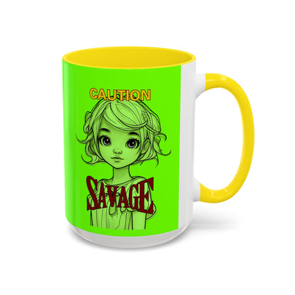 Caution, Savage Light Green Accent Mug by cypherpunkgear.com