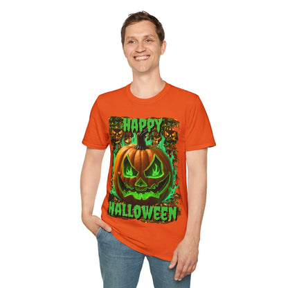 Happy Halloween Green Jack Unisex T-Shirt by cypherpunkgear