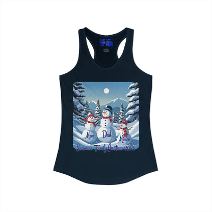 Snowman Family of 3 Women's Racerback Tank Top by cypherpunkgear.com