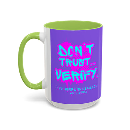 Don't Trust...Verify. Light Purple Accent Mug by cypherpunkgear.com
