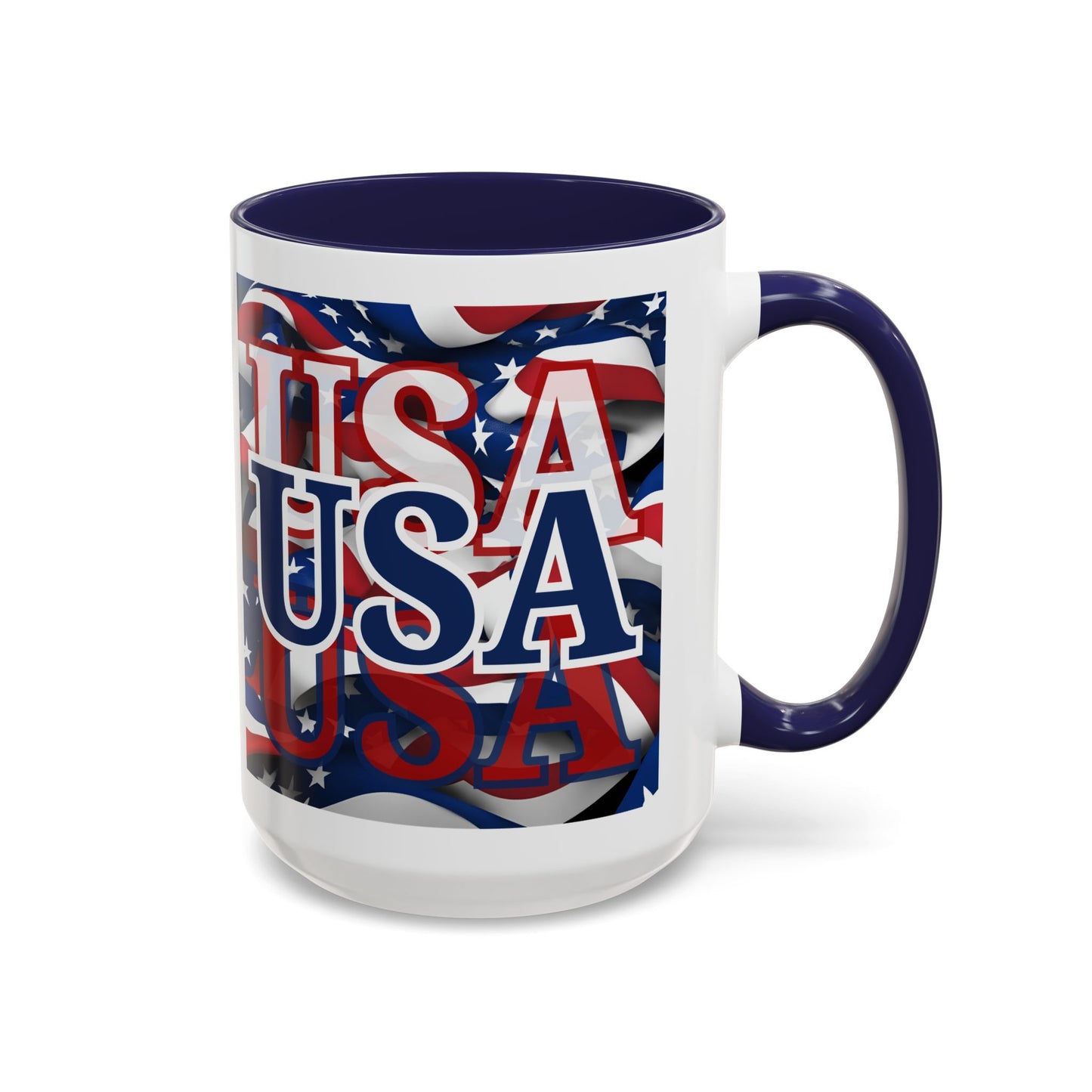 USA Blue font Center Patriot Accent Mug by cypherpunkgear.com