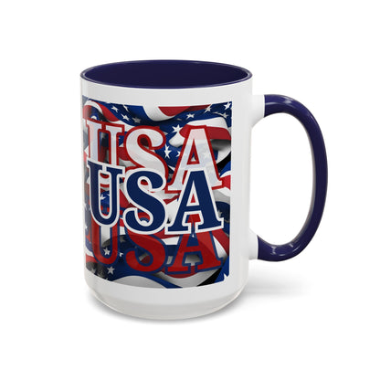USA Blue font Center Patriot Accent Mug by cypherpunkgear.com