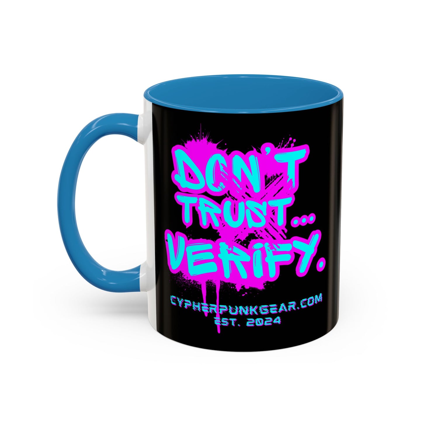 Don't Trust...Verify. Black Accent Mug by cypherpunkgear.com