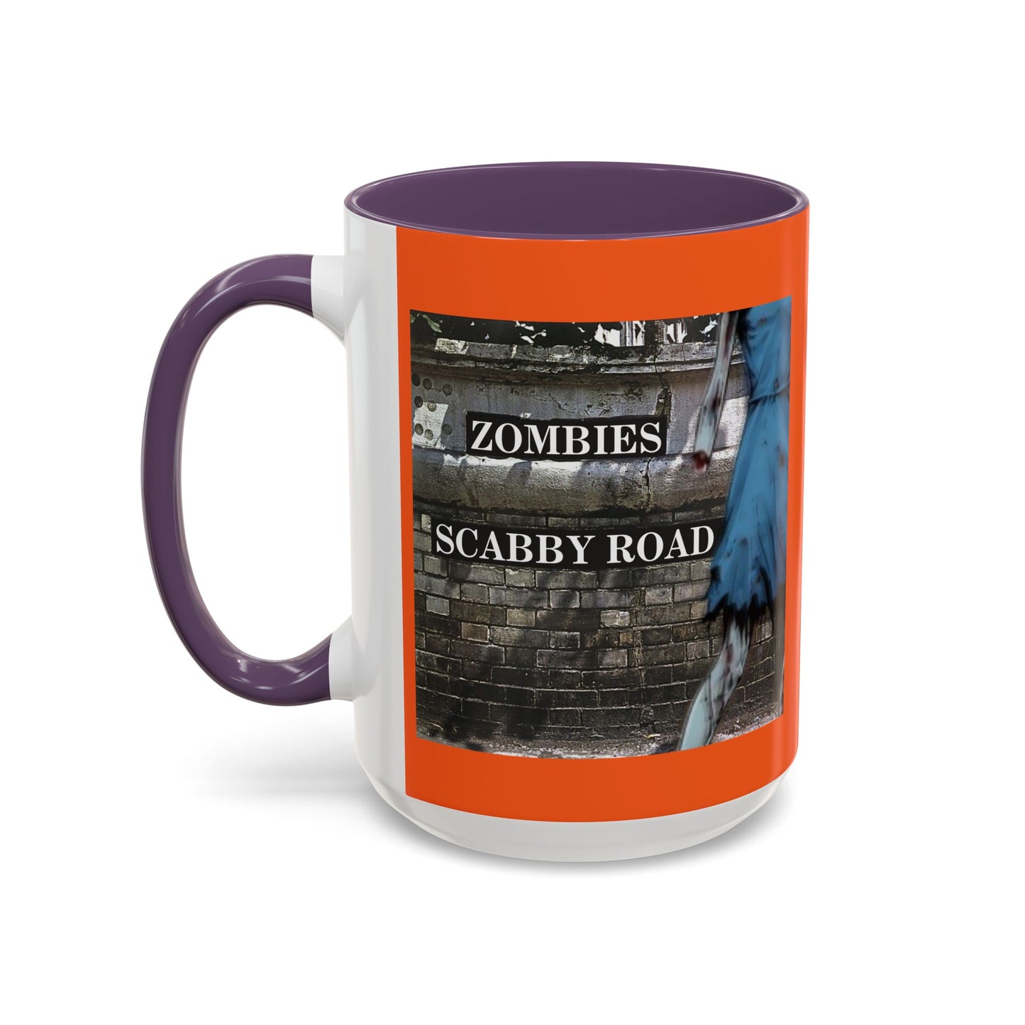 2-sided, Scabby Road Orange Accent Mug by CreepyCrafts.boo