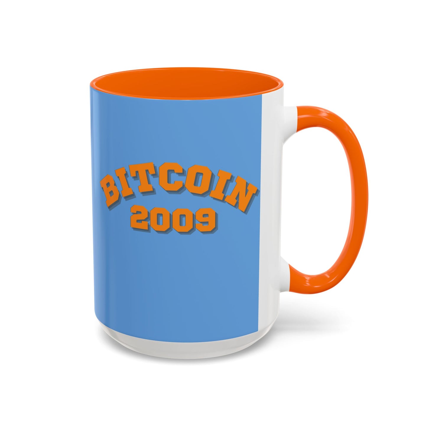 Bitcoin 2009 Light Blue Accent Mug by cypherpunkgear.com
