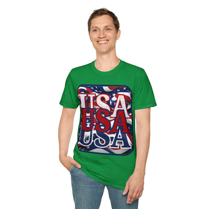 RED White and Blue USA Patriot DKcolors Unisex T-Shirt by cypherpunkgear