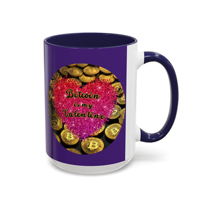 Bitcoin is My Valentine Purple Accent Mug by cypherpunkgear.com