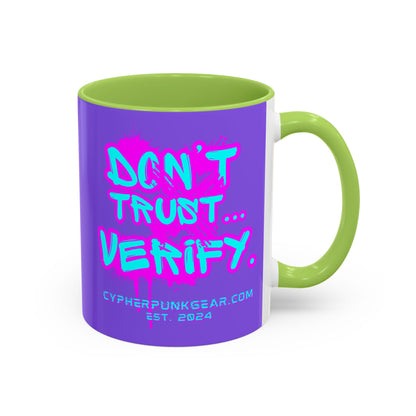 Don't Trust...Verify. Light Purple Accent Mug by cypherpunkgear.com