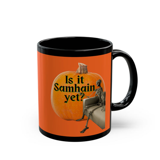Is It Samhain Yet? Skeleton's Giant Pumpkin Orange Mug by CreepyCrafts.boo