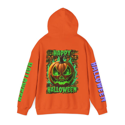 Happy Halloween Green Jack Hoodie Unisex Hooded Sweatshirt by CreepyCrafts.boo