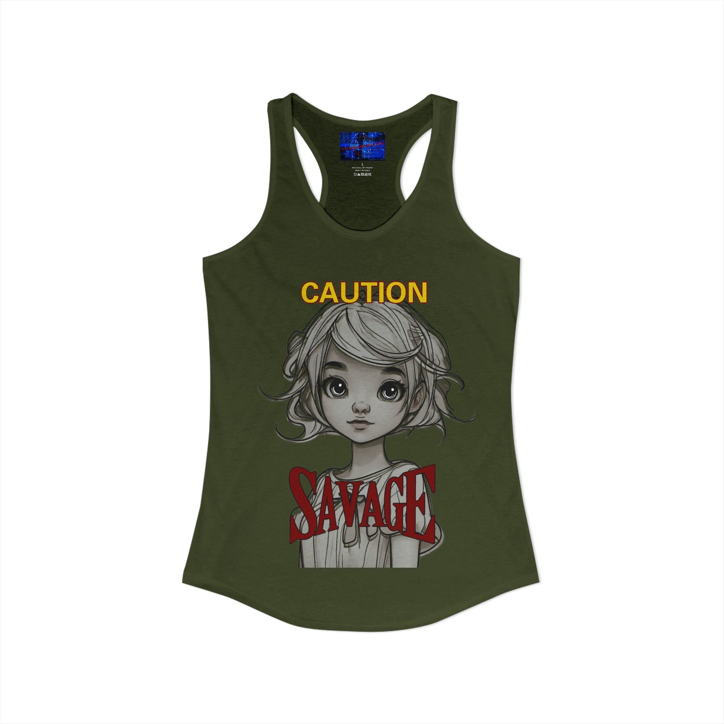 Caution, Savage Women's Racerback Tank Top by cypherpunkgear.com