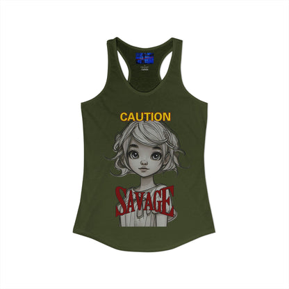 Caution, Savage Women's Racerback Tank Top by cypherpunkgear.com