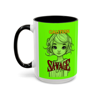 Caution, Savage Light Green Accent Mug by cypherpunkgear.com