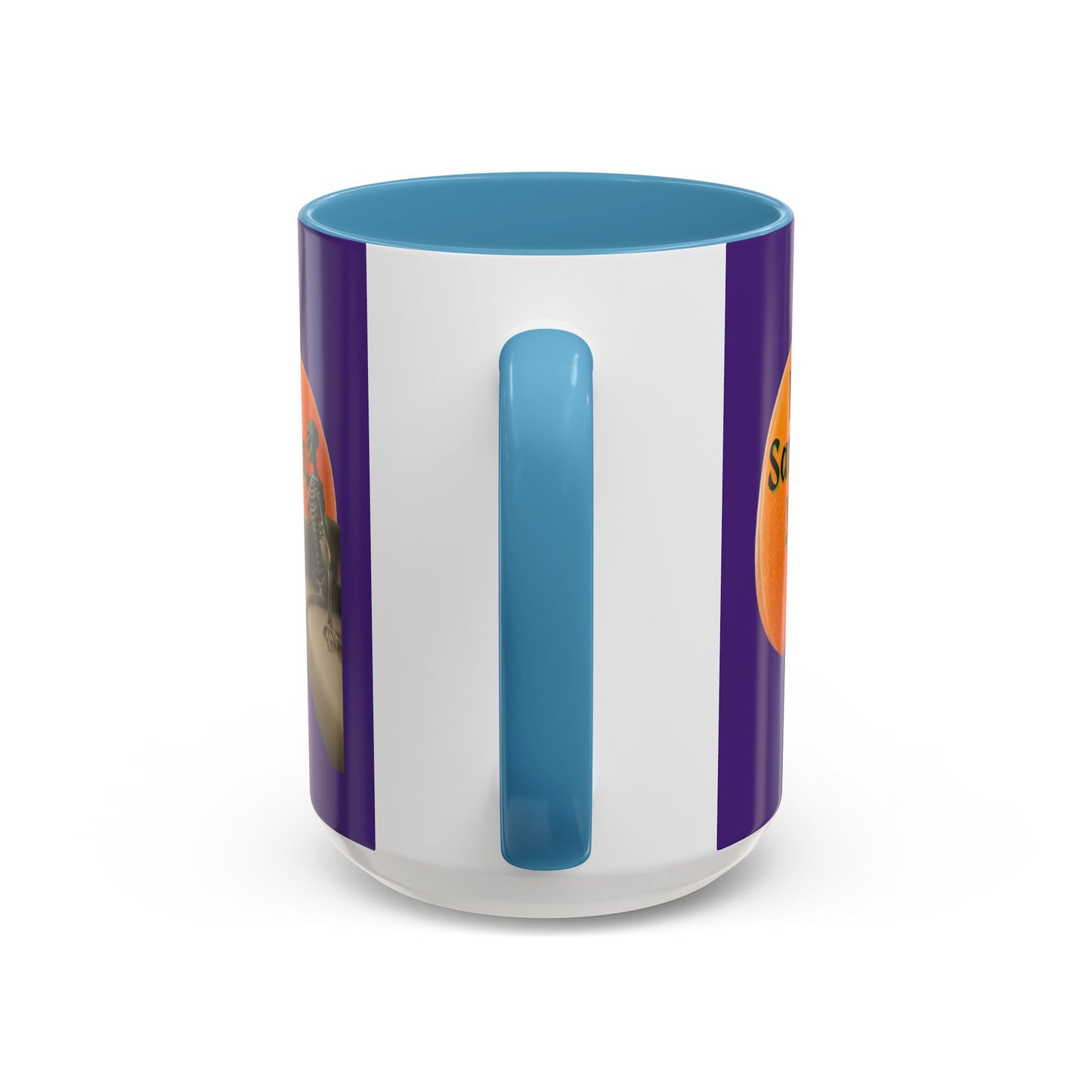 Is It Samhain Yet? Skeleton's Giant Pumpkin Purple Accent Mug by CreepyCrafts.boo