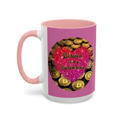Bitcoin is My Valentine Pink Accent Mug by cypherpunkgear.com