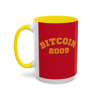 Bitcoin 2009 Red Accent Mug by cypherpunkgear.com
