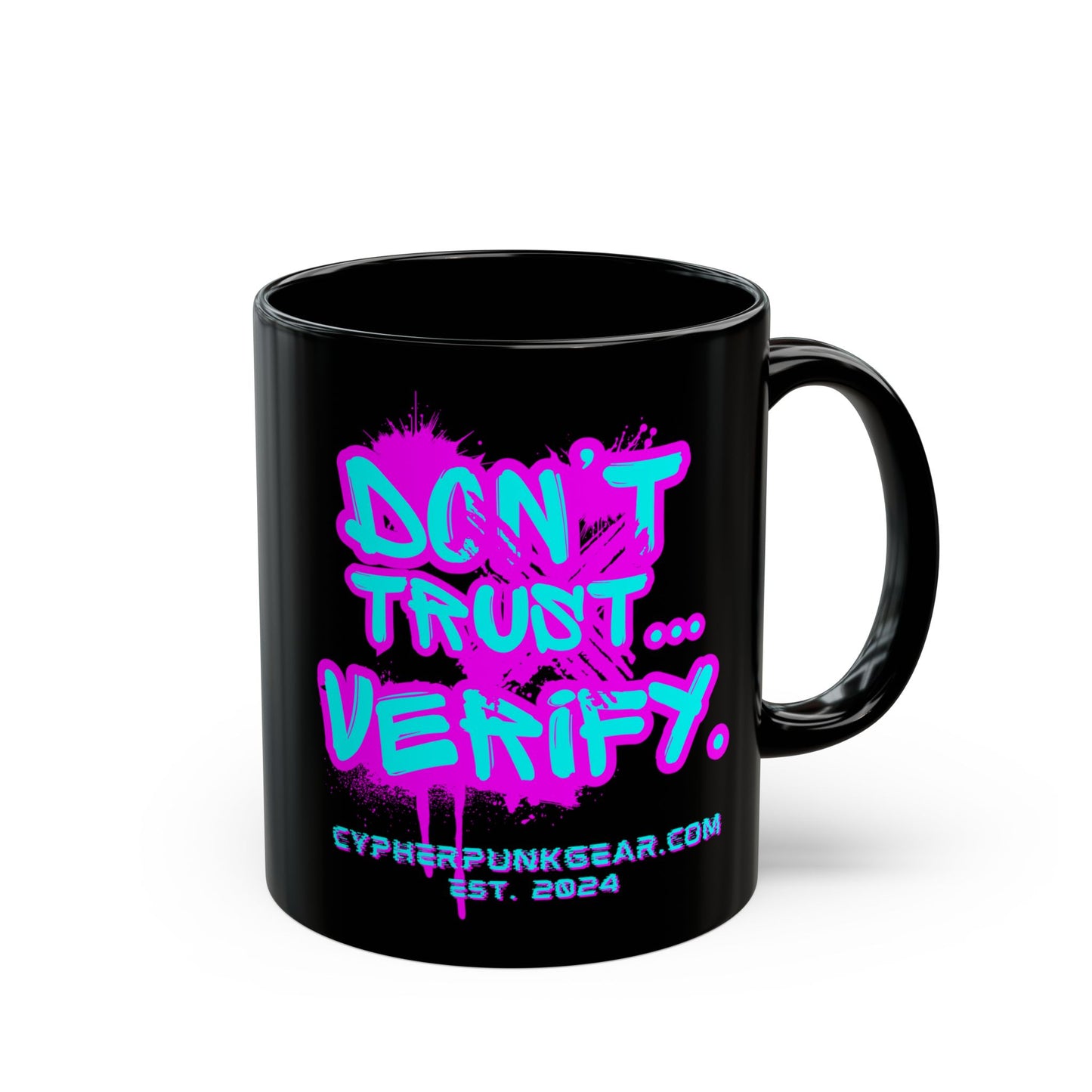 Don't Trust...Verify. Black Mug by cypherpunkgear.com