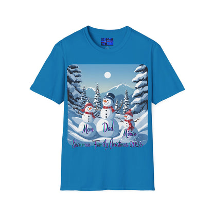 Snowman Family of 3 Dark colors Unisex T-Shirt by cypherpunkgear.com
