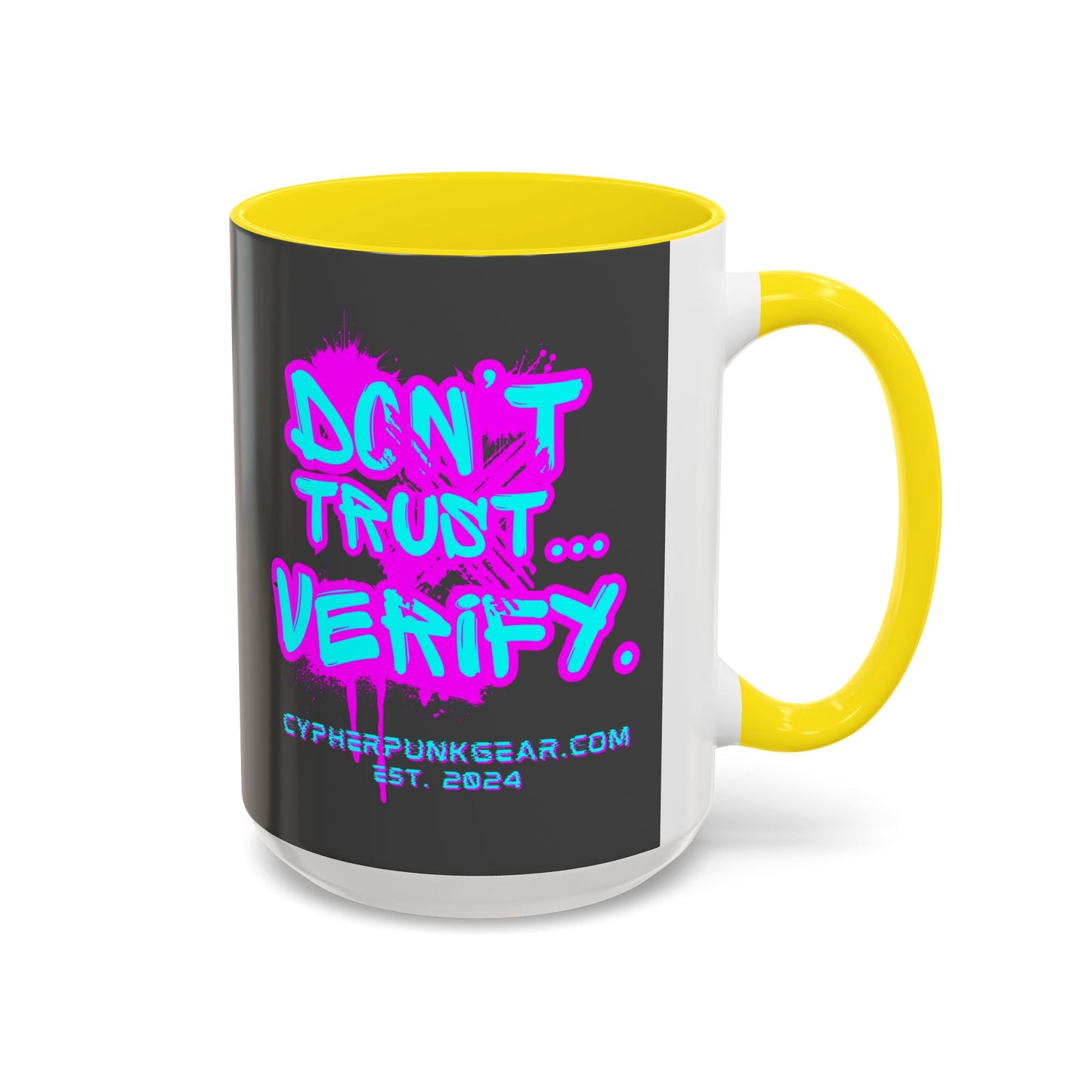 Don't Trust...Verify. Grey Accent Mug by cypherpunkgear.com