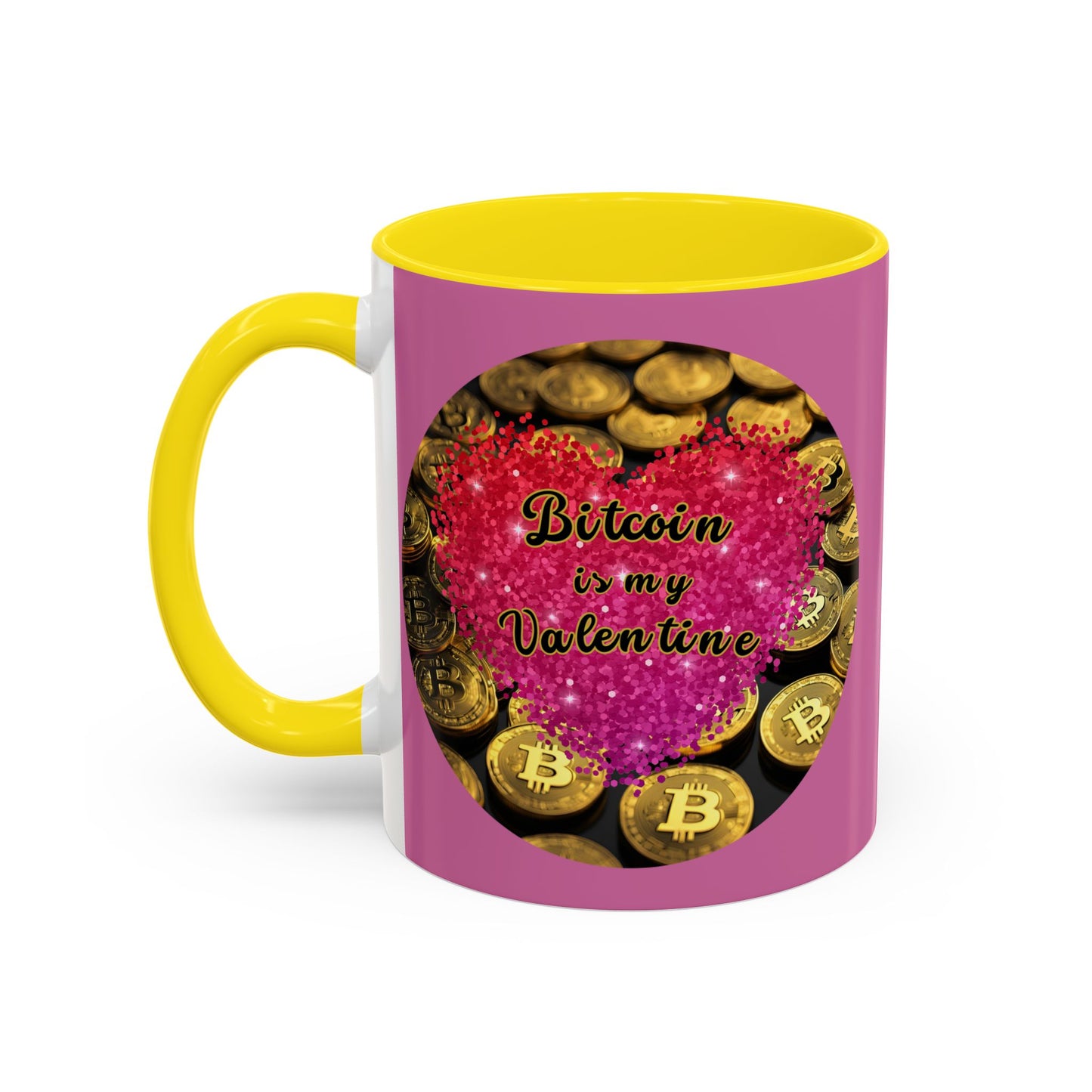 Bitcoin is My Valentine Pink Accent Mug by cypherpunkgear.com