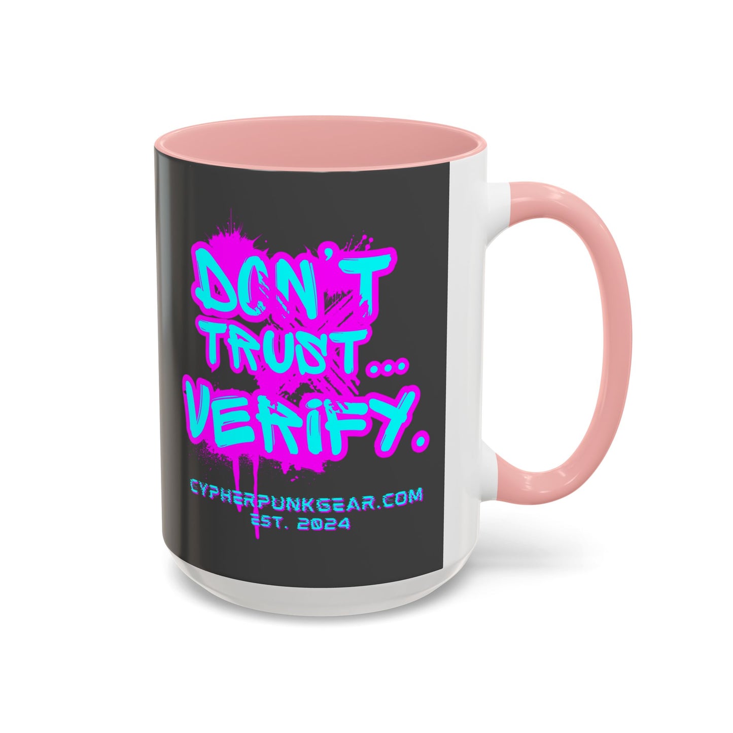 Don't Trust...Verify. Grey Accent Mug by cypherpunkgear.com