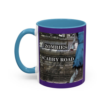 2-sided, Scabby Road Purple Accent Mug by CreepyCrafts.boo