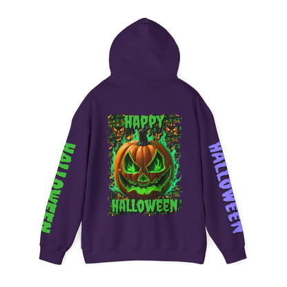 Happy Halloween Green Jack Hoodie Unisex Hooded Sweatshirt by cypherpunkgear