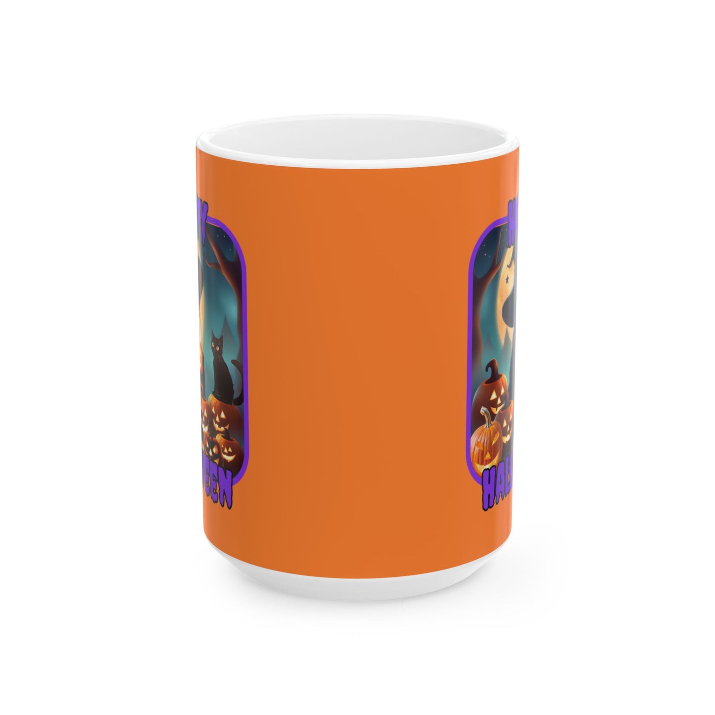 Happy Halloween Cute Witch PRfont Orange Mug by cypherpunkgear