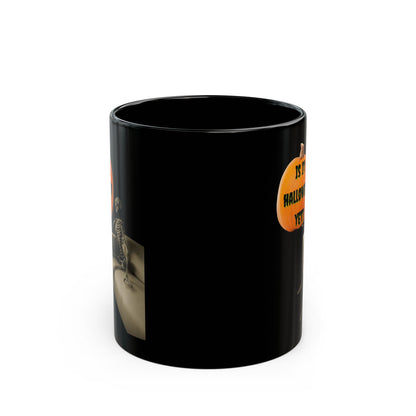 Is it Halloween yet? Skeleton's Pumpkin Black Mug by CreepyCrafts.boo