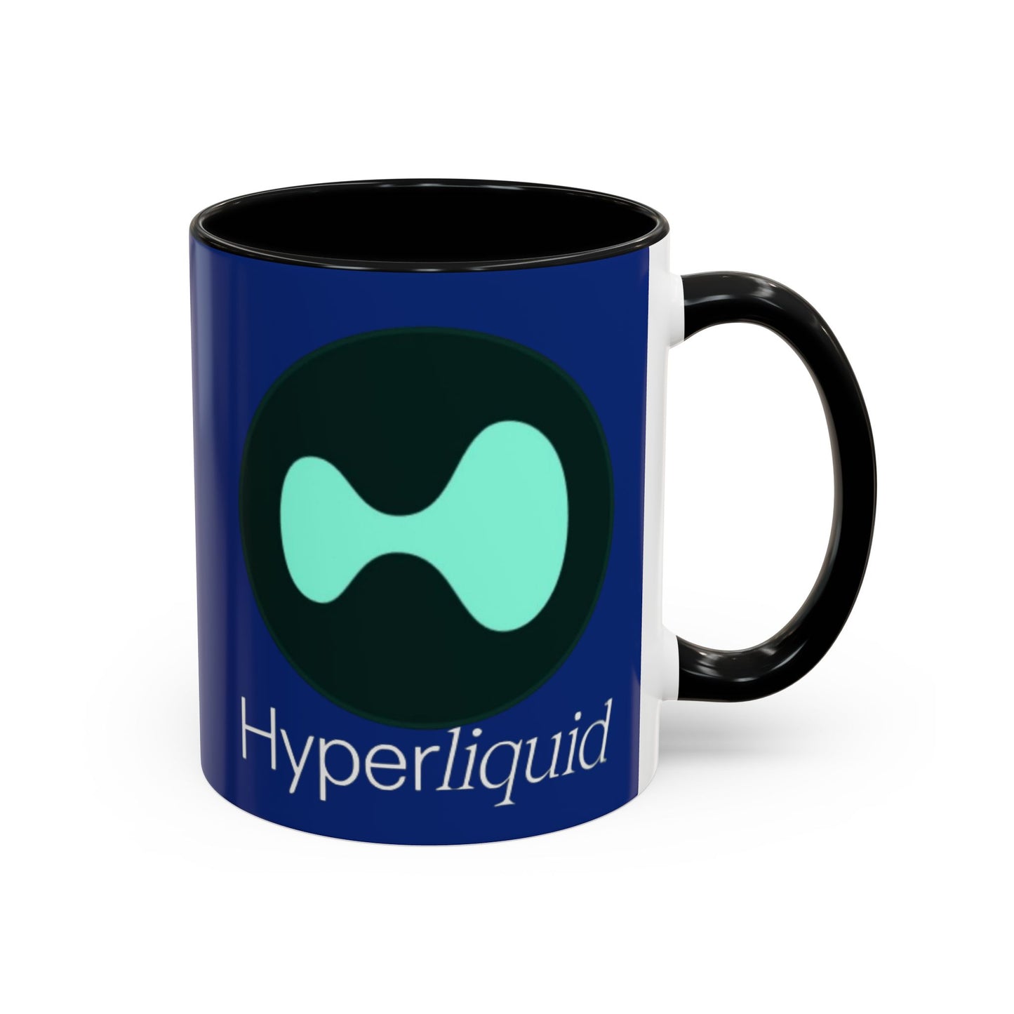 Hyperliquid White font Blue Accent Mug by cypherpunkgear.com