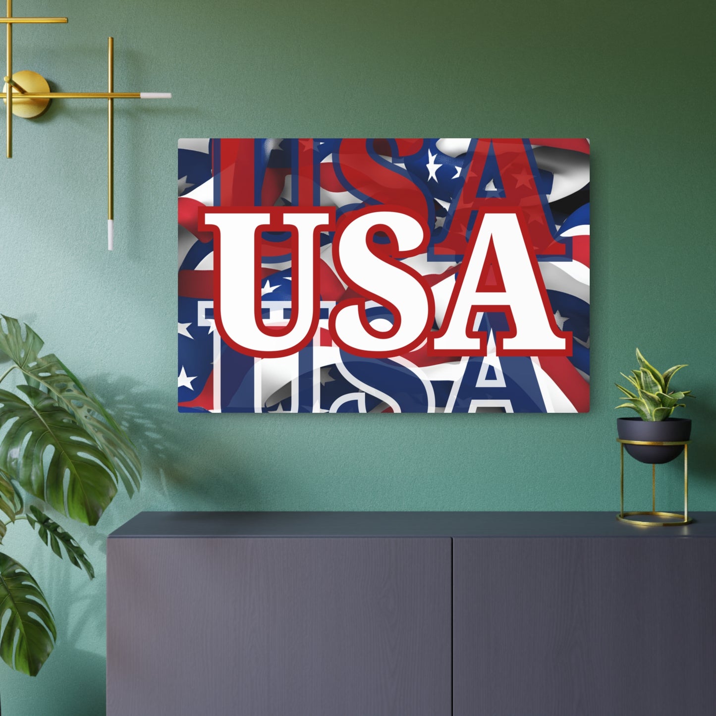 USA! USA! USA White Center Metal Art Sign by cypherpunkgear