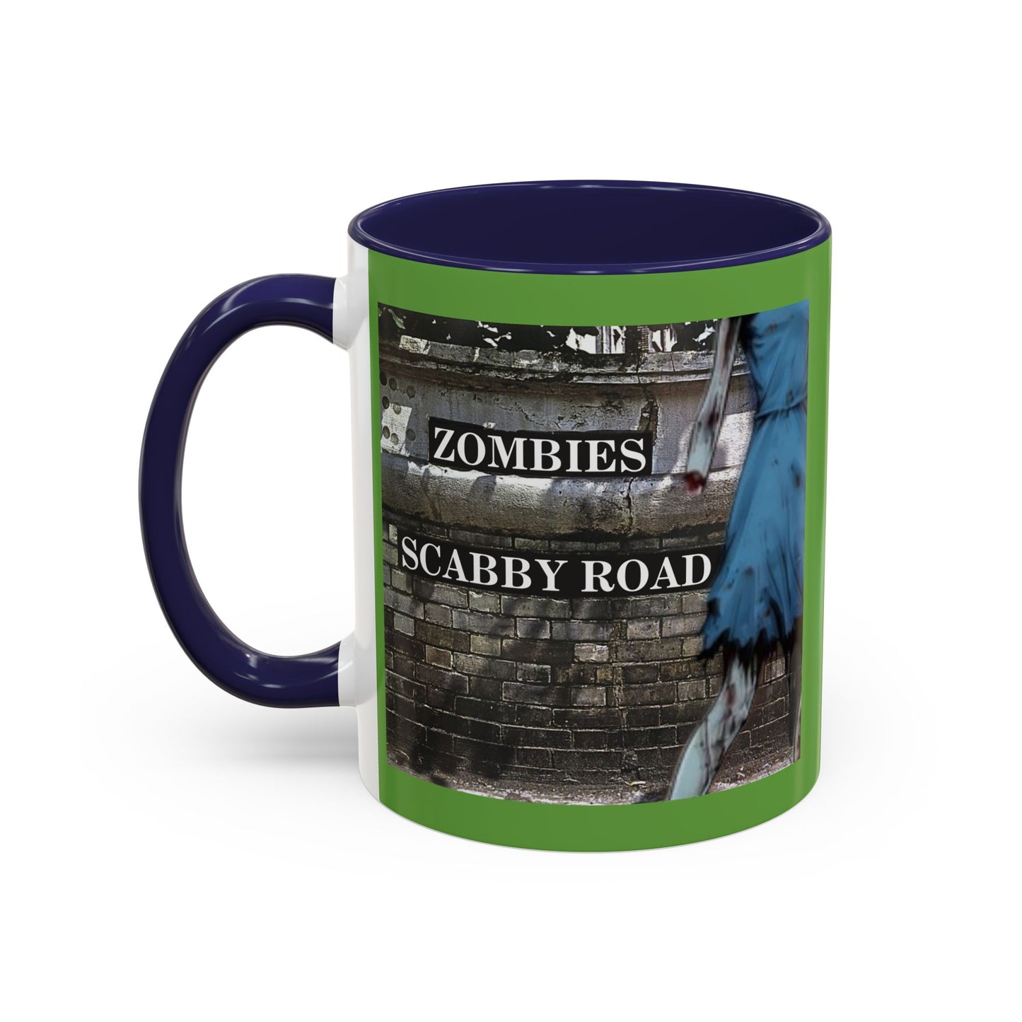 2-sided, Scabby Road Green Accent Mug by CreepyCrafts.boo