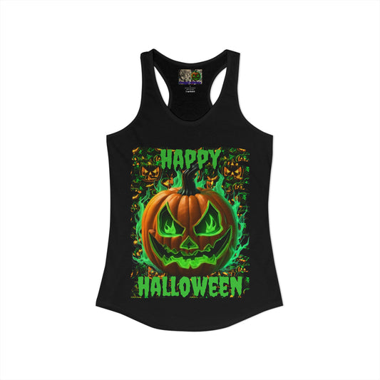Happy Halloween Green Jack Women's Racerback Tank Top by CreepyCrafts.boo