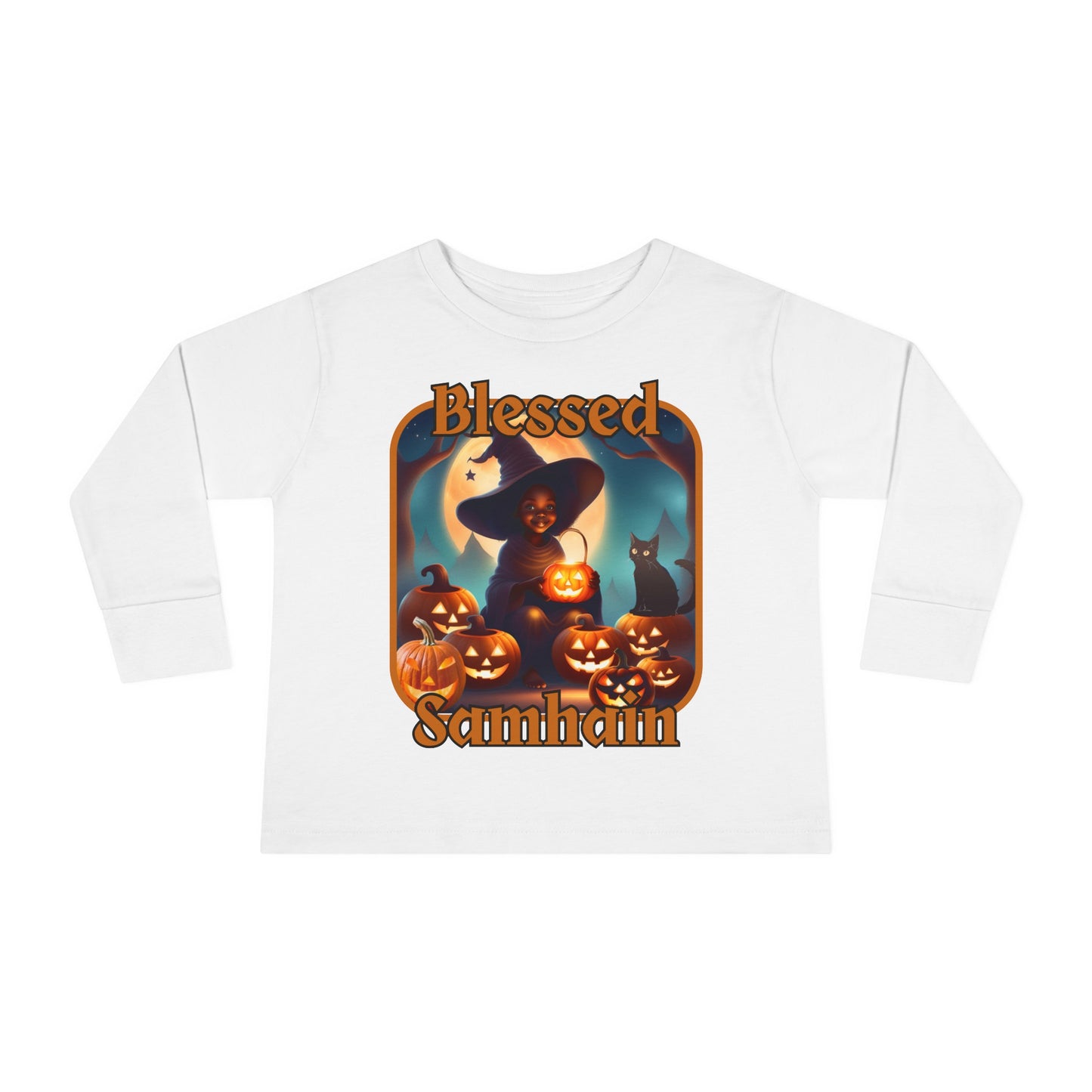 Blessed Samhain Cute Witch ORfont Toddler Long Sleeve Tee by cypherpunkgear