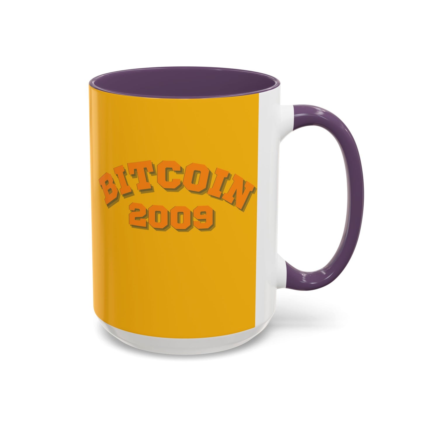 Bitcoin 2009 Yellow Accent Mug by cypherpunkgear.com