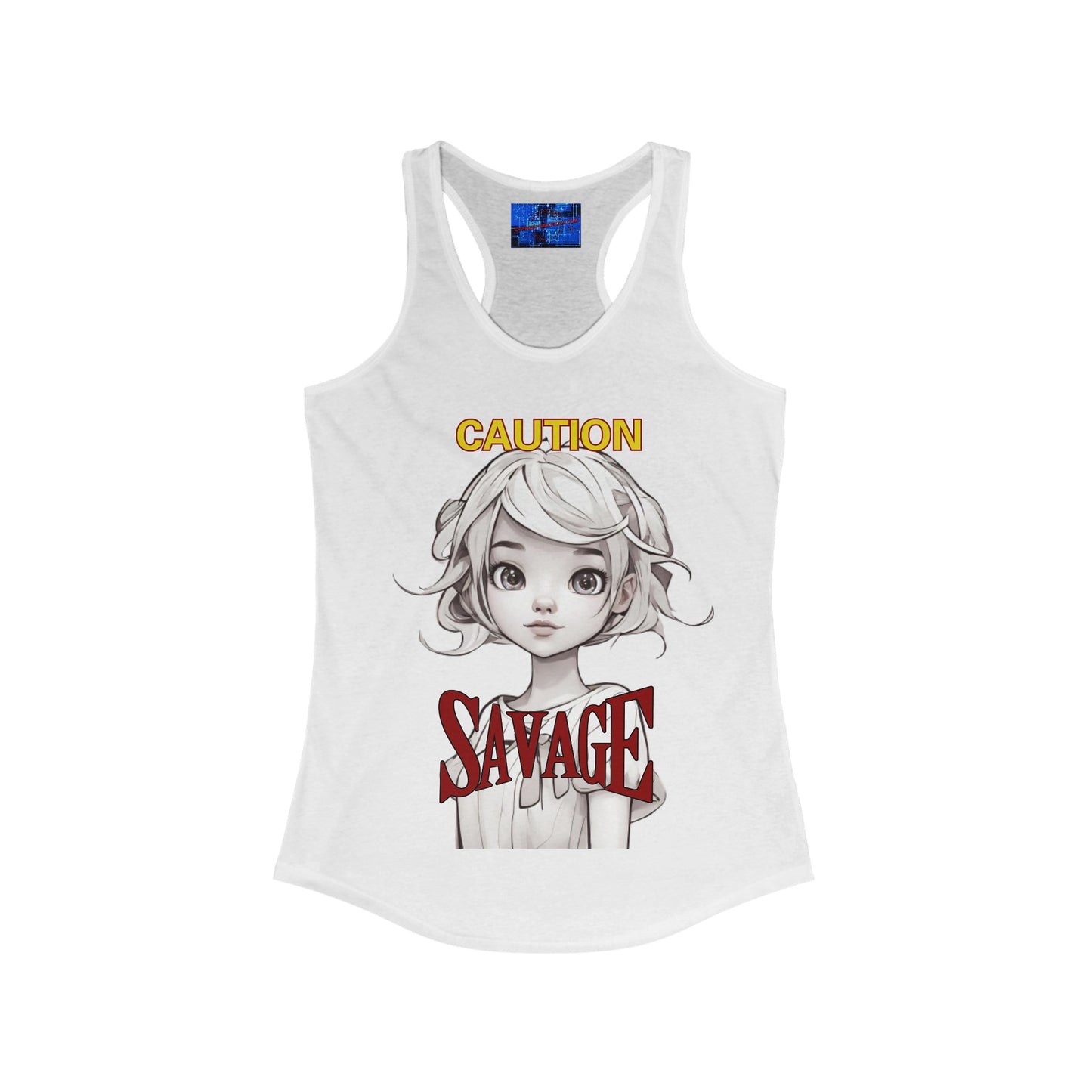 Caution, Savage Women's Racerback Tank Top by cypherpunkgear