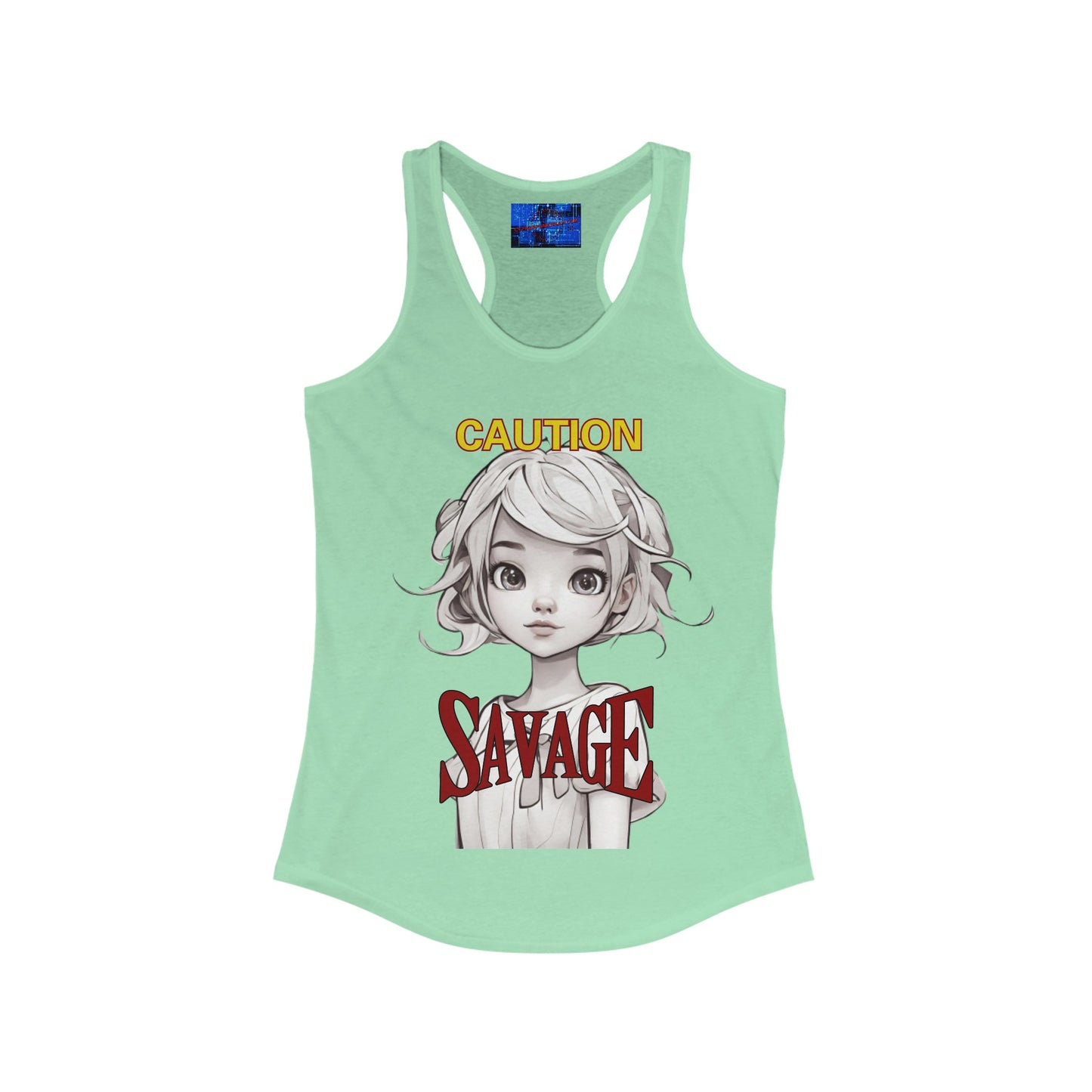 Caution, Savage Women's Racerback Tank Top by cypherpunkgear