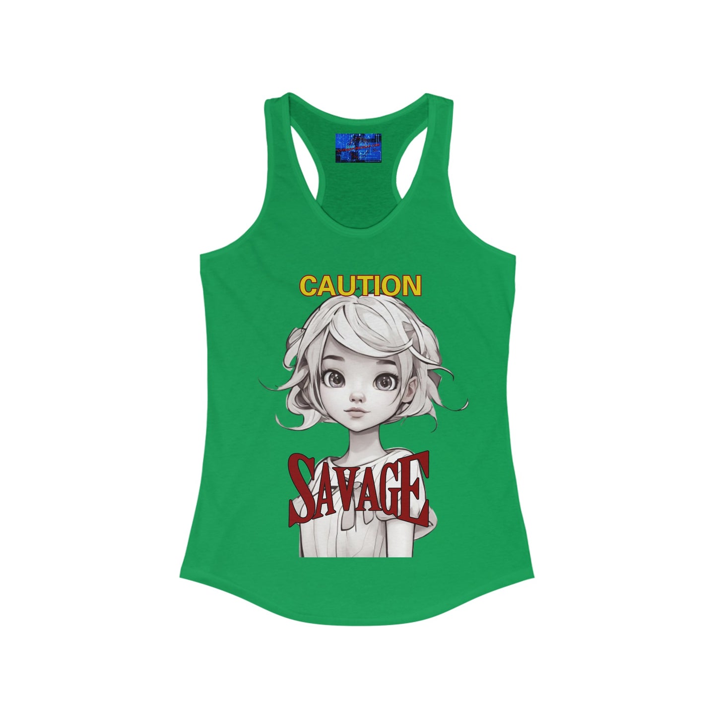 Caution, Savage Women's Racerback Tank Top by cypherpunkgear