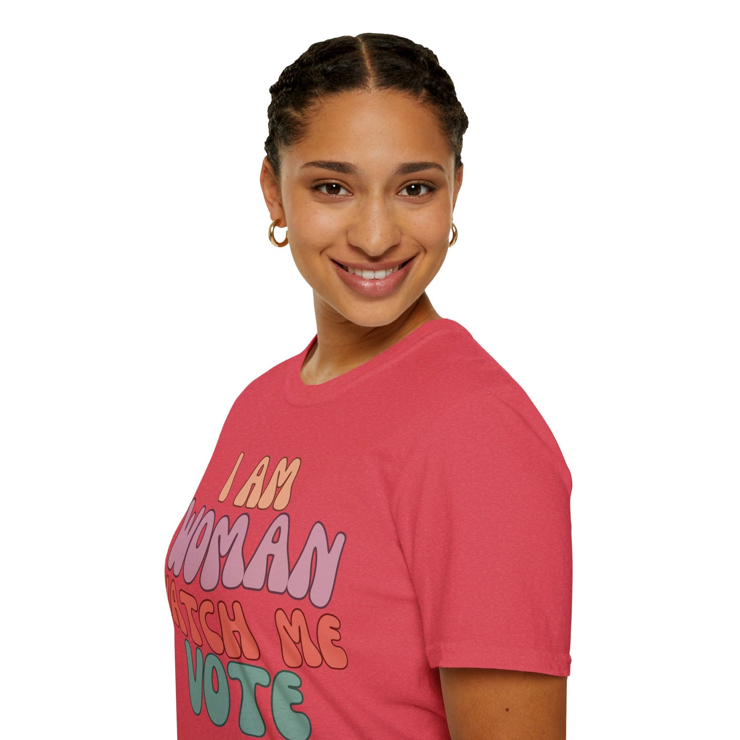 I Am Woman Watch Me Vote Light colors Unisex T-Shirt by cypherpunkgear.com