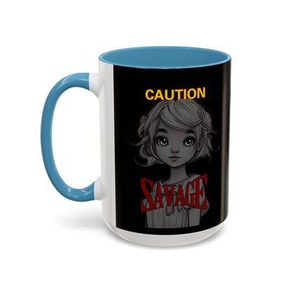 Caution, Savage Black Accent Mug by cypherpunkgear.com