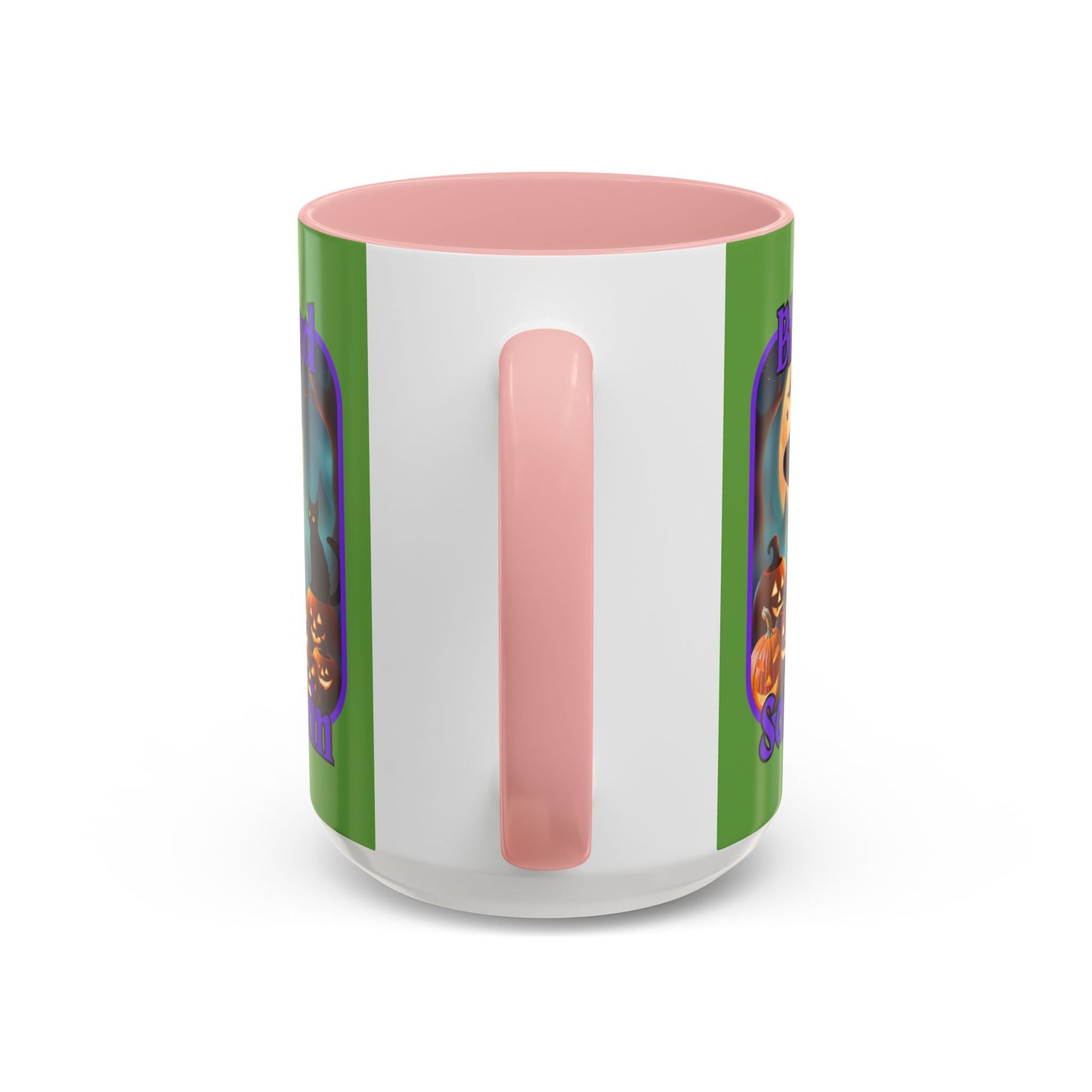 Blessed Samhain Cute Witch Purple font Green Accent Mug by CreepyCrafts.boo