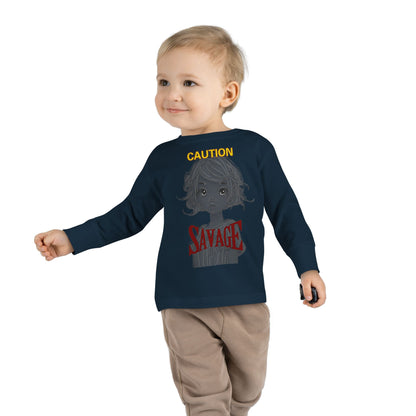 Caution: Tiny but Savage Toddler Long Sleeve Tee by cypherpunkgear.com