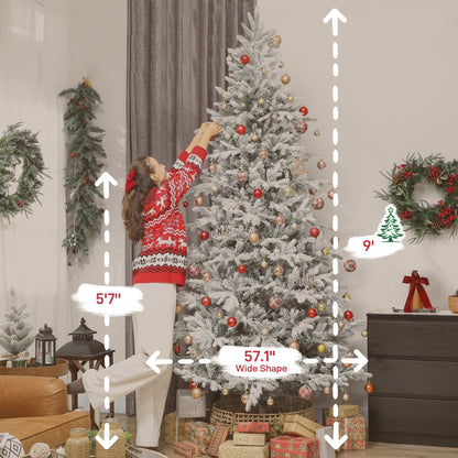 HOMCOM 9 ft Artificial Frosted Christmas Tree