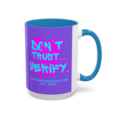 Don't Trust...Verify. Light Purple Accent Mug by cypherpunkgear.com